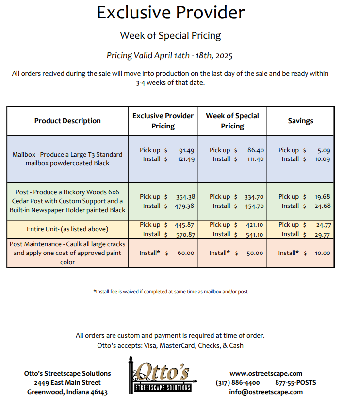 Week of special pricing